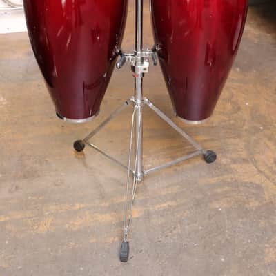 Toca Kaman Traditional Series Congas w/Double Conga Stand Transparent Cherry image 1