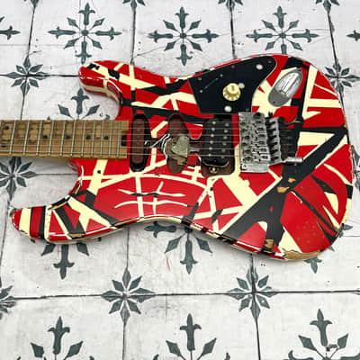EVH Striped Series Frankie • Red / White / Black Stripes Relic • 2021 • 7.3 lb