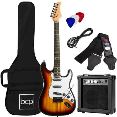 Best Choice Products Beginner Electric Guitar Kit w/ Case, 10W Amp, Tremolo Bar - 39in-3 Color Sunburst image 1