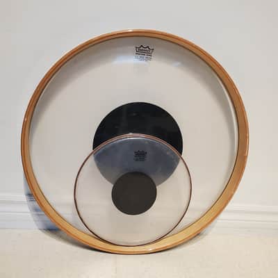 Vtg 2PC Remo Black Dot Drum Heads 22" & 12" Ultra Clean - Save $ image 1