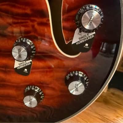 Grote LPF-001 Semi-Hollow Body Electric Guitar - Coils Splitting (Flamed Vintage Sunburst) image 7