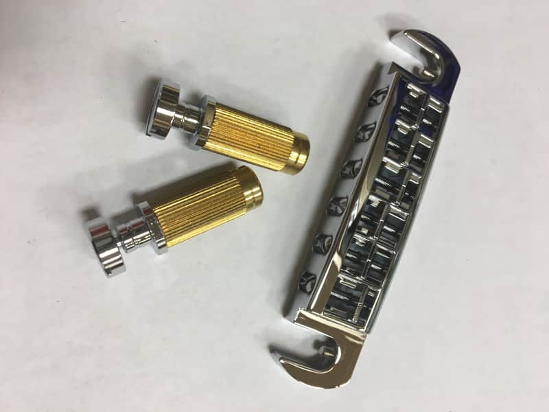 TonePros AVT2G Wraparound Bridge/Tailpiece with Locking Studs for Gibson, Chrome OPEN BOX image 1