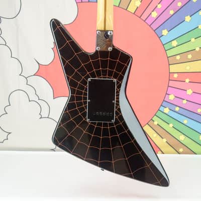 Used Turbo Electrics Spider Web Decal Explorer Style Guitar, Made by Cort, Hard Case image 5