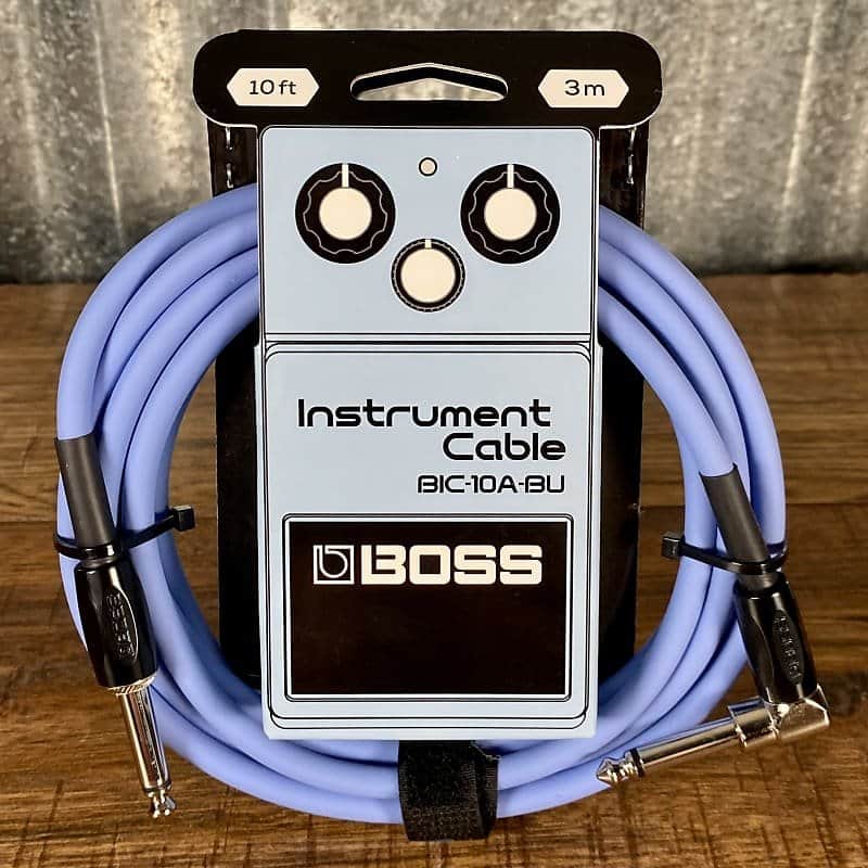 Boss BIC-10A-BU 10' / 3m Right Angle to Straight 1/4" Guitar Instrument Cable BLUE image 1