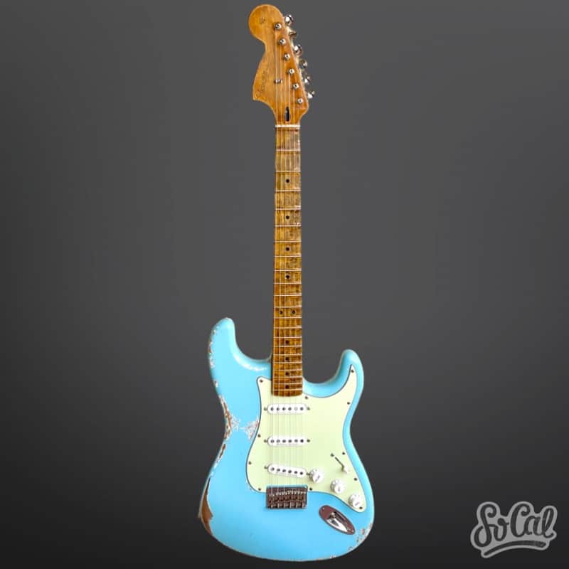 MJT Stratocaster Hardtail with Fender Jimi Hendrix Neck “Daphne Blue Heavy Relic” image 1
