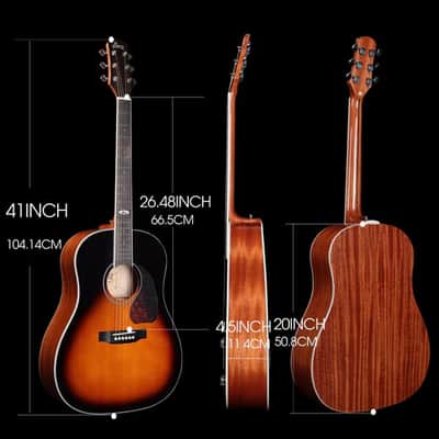 WINZZ Solid Sitka Spruce Slope Shoulder Dreadnought Acoustic Guitar - Full-Size, Rich Tone, Ideal for Performers and Enthusiasts Dreadnought Acoustic Guitar - Full-Size, Rich Tone, Ideal for Performers and Enthusiasts image 7