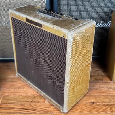 1956 Fender Bassman 5E6 Vintage Tweed Narrow Panel Pre CBS 4x10 Tube Combo Amplifier! image 6