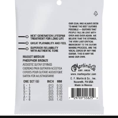 Martin MA550TLifespan 2.0 80/20 Phosphor Bronze Medium Acoustic Guitar Strings image 4