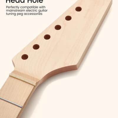 Electric Guitar Neck, 12"-16" Compound Radius, Canadian Hard Maple Neck & Fretboard, 22 Stainless Steel Frets (2.4x1.4mm), Oiled Bone Nut 42mm, Matte Finish image 3