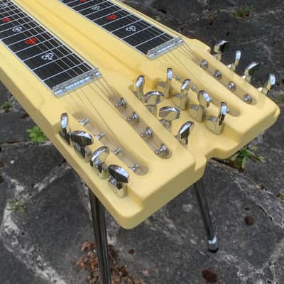 Canopus dual 8 double neck Console Lap steel guitar w case Cream white YSD8 image 2