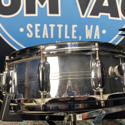 Slingerland -  5x14" Gene Krupa Sound King Snare Drum, 10 Lugs, Trick Strainer, 1970s Chrome over Brass image 12