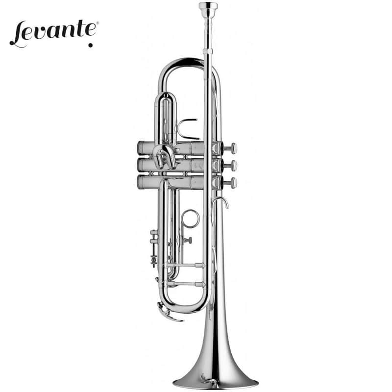 Levante LV-TR4201 ML-Bore, Brass Body Material Bb Trumpet w/Soft Case & Mouthpiece 7C Silver Plated image 1