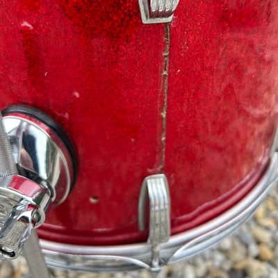 Ludwig 10x14 Floor Tom 70s Blue Olive Badge Red Sparkle image 7