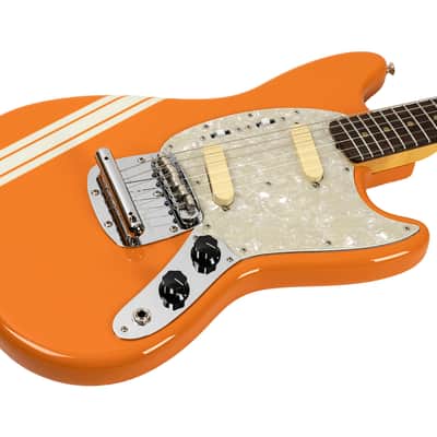 New Fender Custom Shop '60s Mustang NOS Capri Orange with Competition Stripe image 2