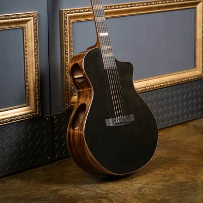Cort MODERNBLACK Masterpiece Series Modern Concert Body Solid European Sitka Spruce Top Walnut Reinforced Mahogany Neck 6-String Acoustic-Electric Guitar w/Hard Case image 5