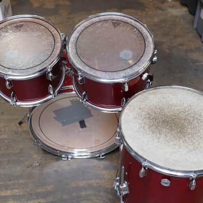 Tempro 4pc Drum Set Red Sparkle Vintage 1970's image 9