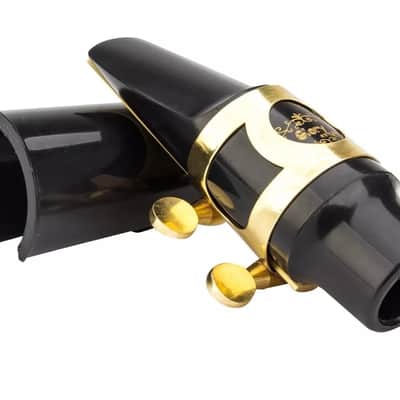 Alto Saxophone Mouthpiece Kit – Gold with Ligature, Reed, and Plastic Cap image 1