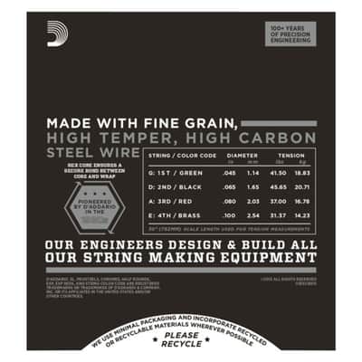 D'Addario Bass Chromes Flat 45-100 45-65-80-100, ECB81S - String Set for 4 String Bass Guitar image 3