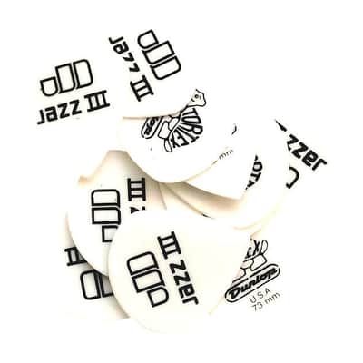 Dunlop Guitar Picks  12 Pack  Tortex White   Jazz III Size  .73mm  478P.73