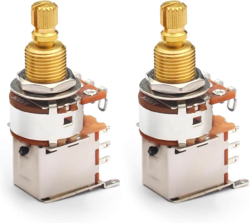 Brass Full Metric Size Push Push Potentiometer Guitar Pots Audio Taper A500K Potentiometers for Electric Guitar (A500K) image 1