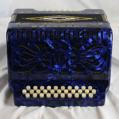 NEW Blue Decorated Rossetti Diatonic Button Accordion MM FBbEb FA 31 12 image 3