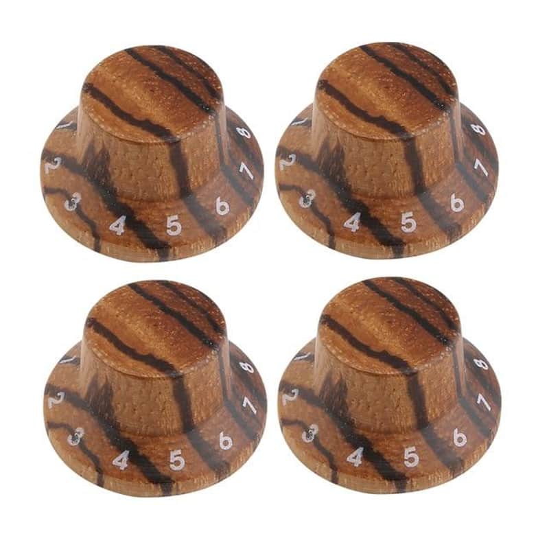 Wood Knobs LP/Strat Style Bell Knobs-4 pcs Zebra Wood image 1