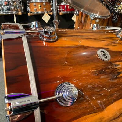 ~WOW!~ DW Collector's Series SSC Maple 4-Piece 10/12/16/22 Drum Kit Set in Rich Red Burst Lacquer over Exotic Tigerwood with Chrome Hardware image 12