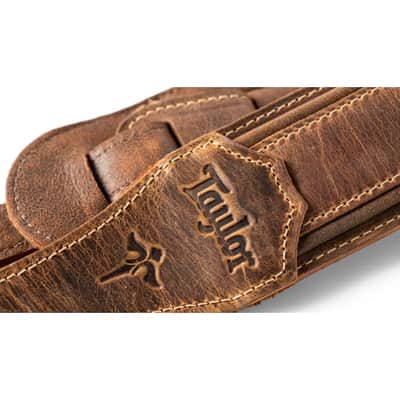 Taylor Wings Distressed Leather Guitar Strap Dark Brown image 4
