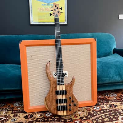 Harley Benton BZ-5000 II NT Natural Thru Neck 5-String Electric Bass Guitar image 2