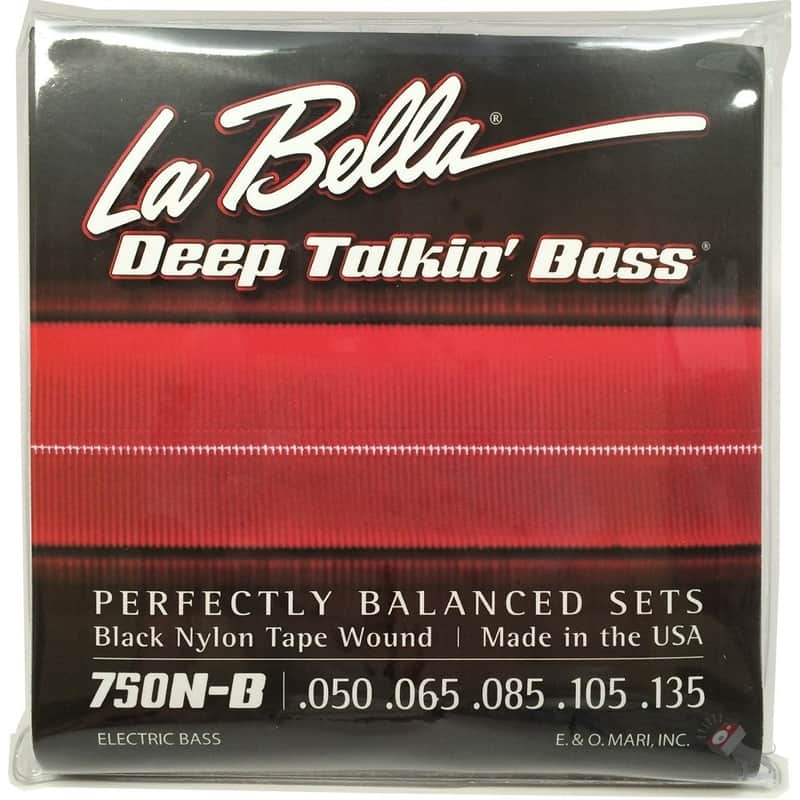 Mint La Bella 750N-B Black Nylon Tape Wound Light Tension 5-String Electric Bass (50-135) image 1