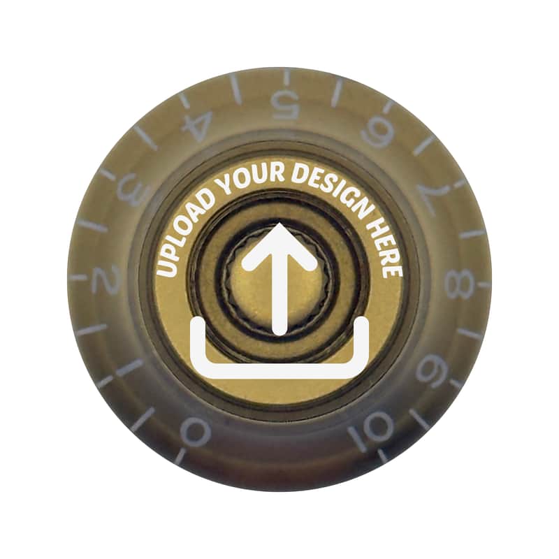 Custom Strums™ Personalized Bell-Style Guitar Knob (Single) Gold with White, Left Handed -10 image 1
