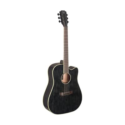 JN Guitars Yakisugi Acoustic Electric Dreadnought Guitar - Black - YAK-D image 1