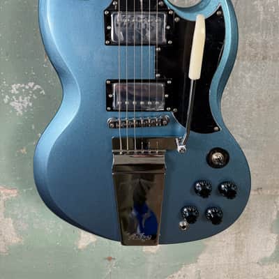 Vintage VS6V-GHB Reissue Series Double Cut with Vibrola Tailpiece - Gun Hill Blue image 2