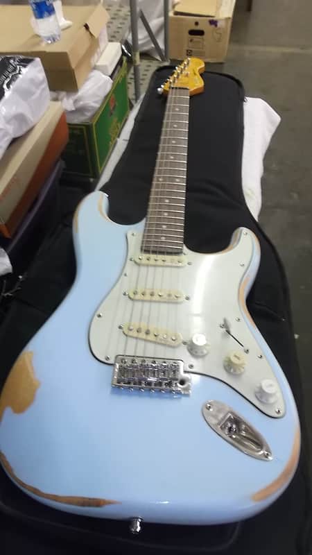 Vintage V-6 Strat style 1995-2020 Blue Road Worn image 1