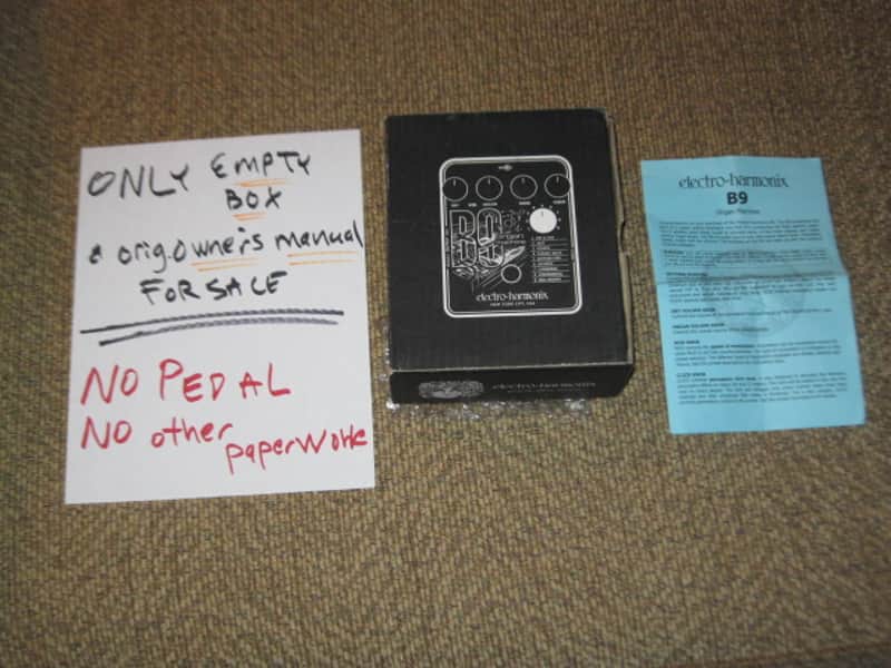 lightly handled - generally clean (some very light cloudy surface scuffs / surface gray markings) Electro Harmonix EMPTY CARDBOARD BOX and original Owner's Instructions ONLY for B9 Organ Machine pedal (NO Pedal, NO other paperwork) image 1