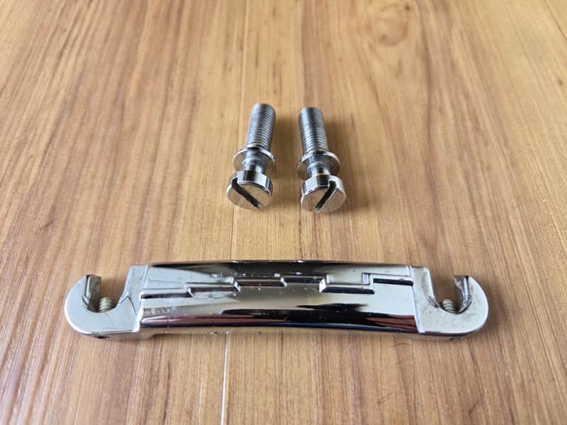 Vintage 1960's Gibson Chrome Compensated Wraparound Tailpiece w/ Studs! image 1