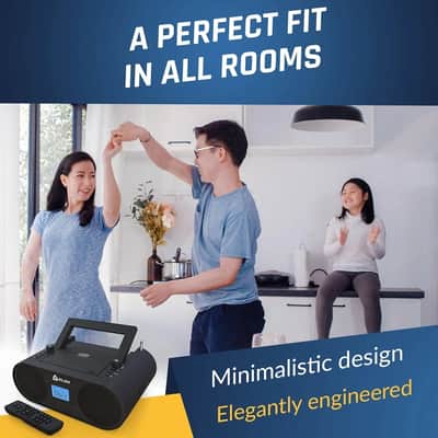 Portable CD Player Boombox with Bluetooth – AM/FM Radio, USB MP3, Rechargeable Battery & Remote image 6