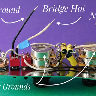 Desecration. Independent pickup Vol/Tone, pickup selector switch, series/ parallel switch image 3