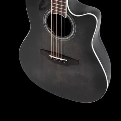 Ovation CS24P Celebrity Series Traditional Plus Mid-Depth Acoustic-Electric Guitar Transparent Blackburst Flame image 8