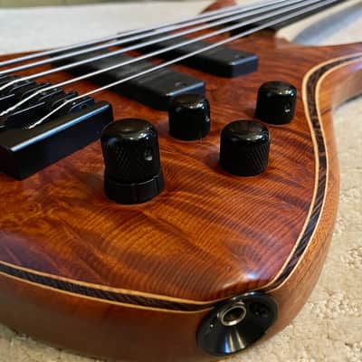 Immagine Roscoe LG Rustic Redwood Flamed Burl Fretless 5 string bass guitar *Gorgeous instrument* w/case - 3