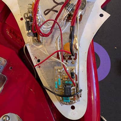 Fender Stratocaster Modified Electric Guitar in Refinished Red, Made in 1974 image 10