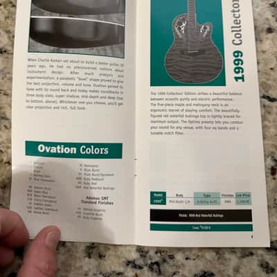 Ovation Price list catalog 1999 collector series Adamas II SMT custom elite celebrity image 2