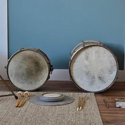 1938-1940 Slingerland Radio King 5-Piece Trap Set – 29" Bass – Original Blue & Silver Duco – Complete w/ Epic Pedal image 1