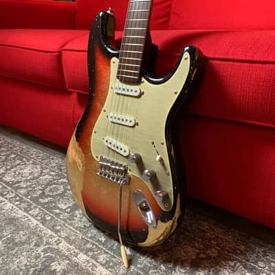 Made to Order - FRANCHIN Mercury guitar Relic Aged Nitro Lacquer OVER METALLIC LEAF (Sunburst/ Black/ White/ Blue/ Green/ Yellow/ Red/ Pink/ Burgundy/ Purple/ Gold/ Silver/ Copper, etc.) Stratocaster-Strat-S-Style Made in Italy image 9