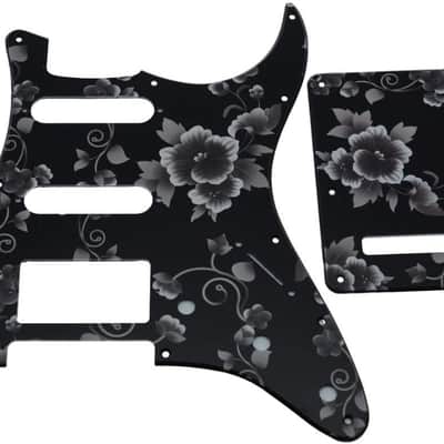 Strat HSS Guitar 3D Printed plastic pickguard ST Back Plate Tremolo Cover for USA/Mexican Fender Strat Flower Pattern image 1