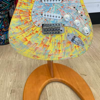 Fender FSR "Splattercaster" Standard Splatter Stratocaster with Rosewood Fretboard 2003 - 2004 - Graffiti Yellow, Dakota Red, Orange, Sage Green Metallic, and Blue Agave Swirl over Olympic White image 3
