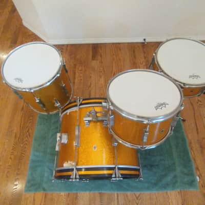 Ludwig Vintage 1966 Gold Sparkle Club Date Outfit W/ Matching Jazz Festival Snare - Amazing! image 4