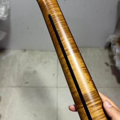 Stainless steel 24fret Roasted flame Maple Electric Guitar Neck Satin Bone nut image 7