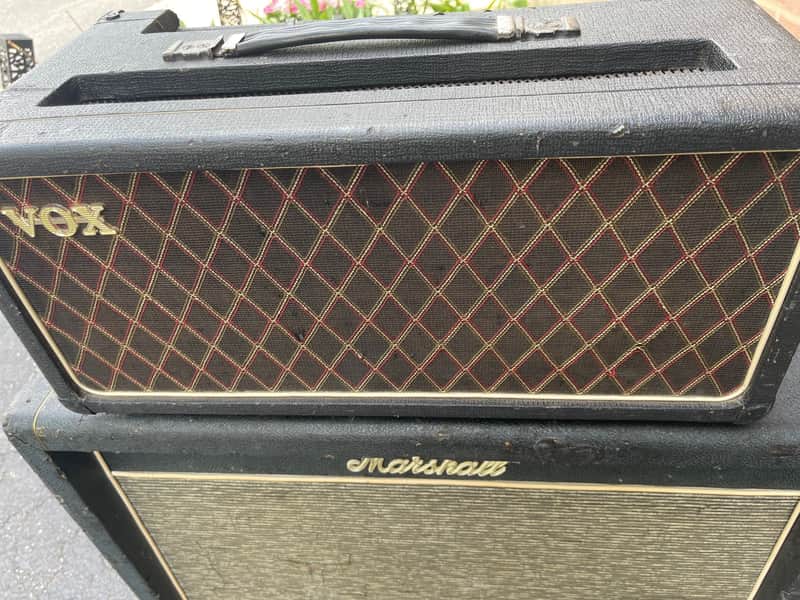 Vox AC-50/4 2-Channel 50-Watt Diode-Rectified Guitar Amp Head 1965 - 1966 - Black with Diamond Cloth image 1