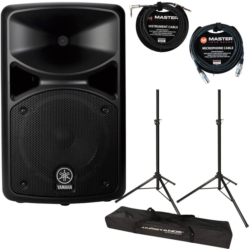 Yamaha Stagepas 400BT w/ Speaker Stands & Bag, Instrument Cable, Mic Cable image 1